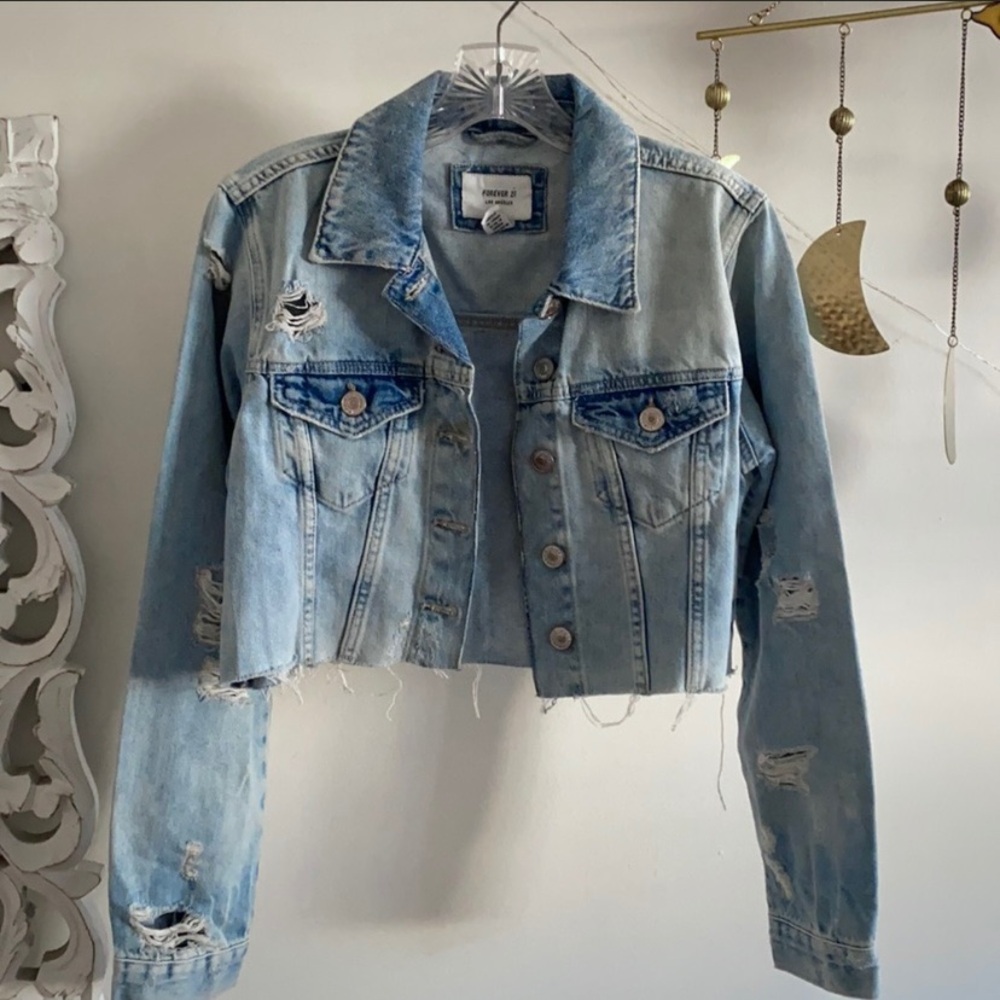 🪞 button up front pocket blue contrast denim jacket women’s size small
